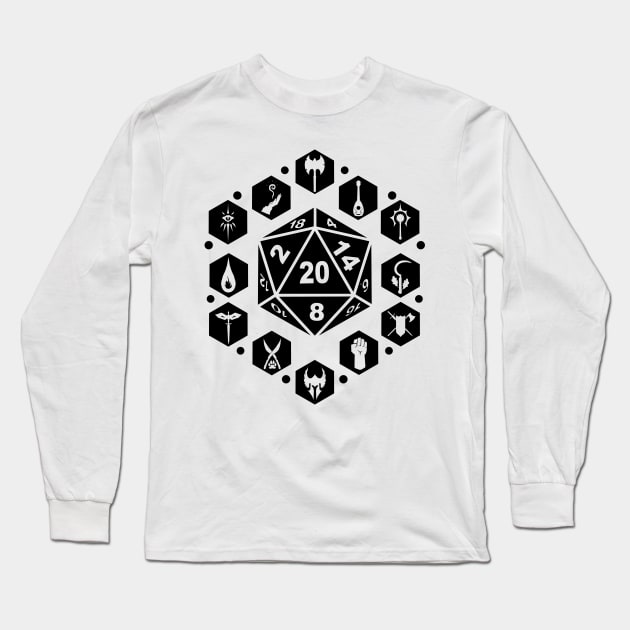 RPG Classes - Black Long Sleeve T-Shirt by Milmino